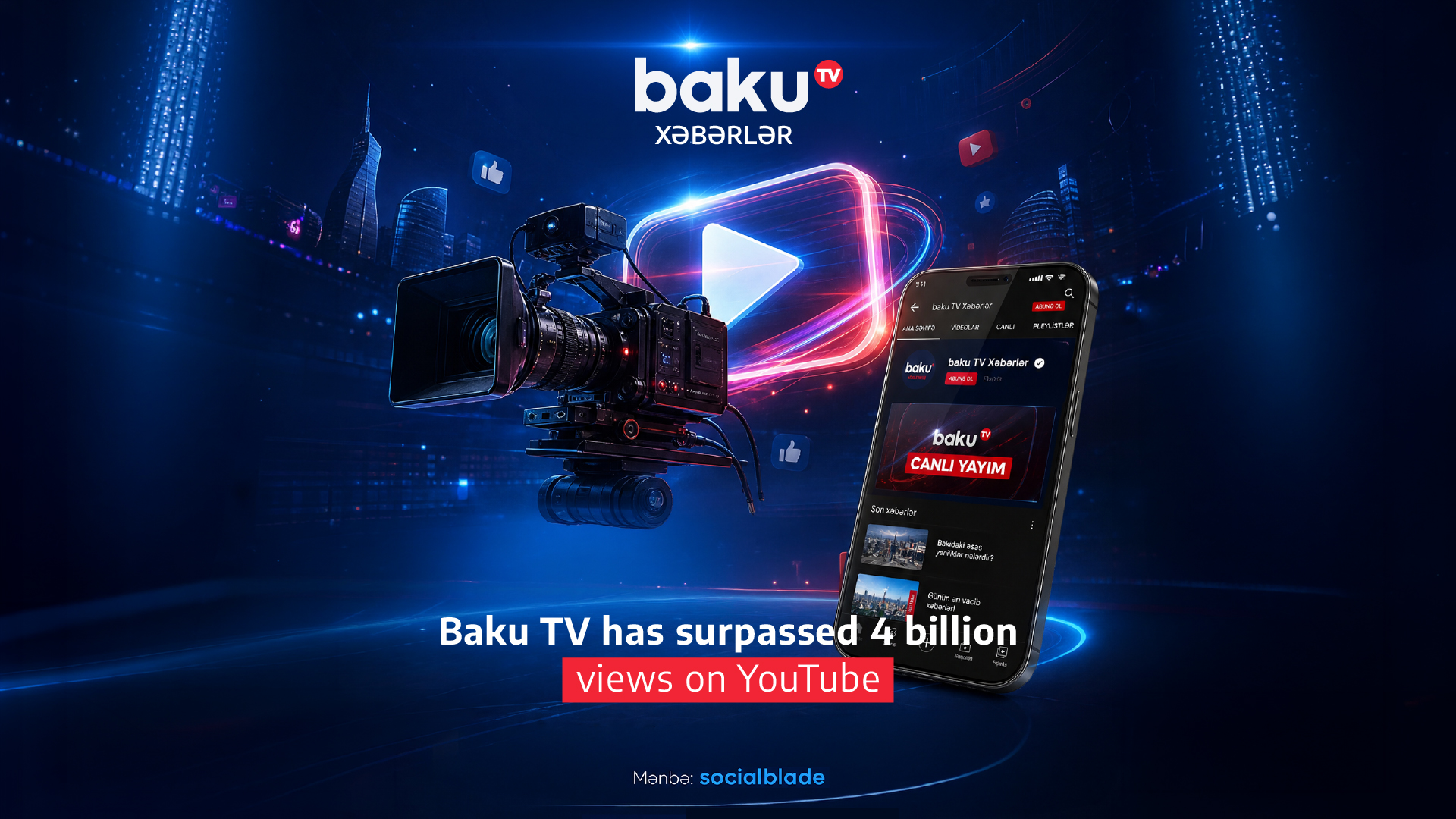 Baku TV surpasses 4 billion views on YouTube