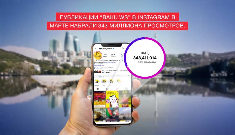 Посты в Instagram новостного портала BAKU.WS собрали 343 миллиона просмотров в марте